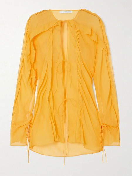  Christopher Esber   Floating Ruffled Silk Georgette Shirt   Yellow 