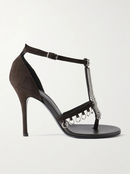  Christopher Esber   Ludo Embellished Suede Sandals   Chocolate 