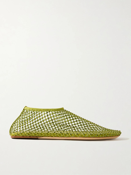  Christopher Esber   Minette Crystal Embellished Mesh Ballet Flats   Green 