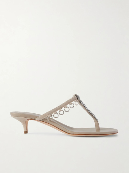  Christopher Esber   Pierced Embellished Suede Sandals   Beige 