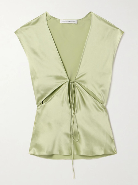  Christopher Esber   Triquetra Cutout Silk Satin Tank   Green 