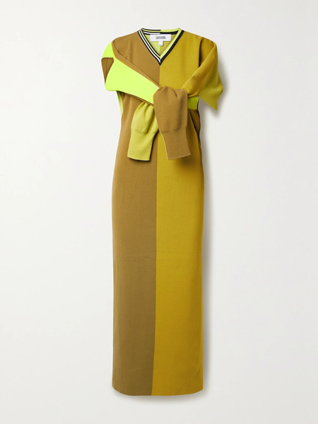  Christopher John Rogers   Convertible Color Block Cotton Blend Midi Dress   Yellow 