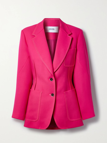  Christopher John Rogers   Crepe Blazer   Burgundy 