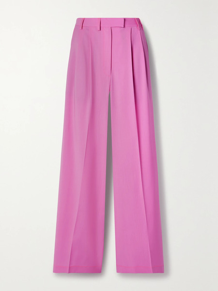  Christopher John Rogers   Pleated Wool Wide Leg Pants   Fuchsia 