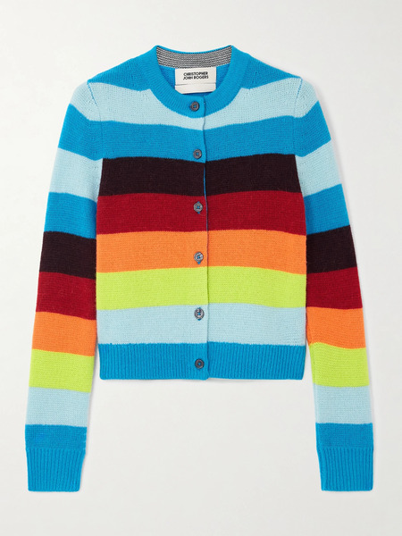  Christopher John Rogers   Striped Knitted Cardigan   Multi 