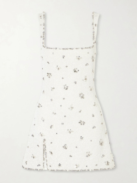  Clio Peppiatt   Diamond Embellished Tulle Mini Dress   Ivory 