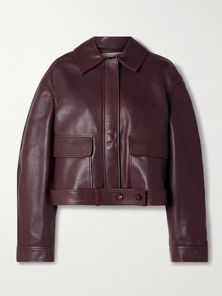  Co   Belted Leather Jacket   Burgundy 