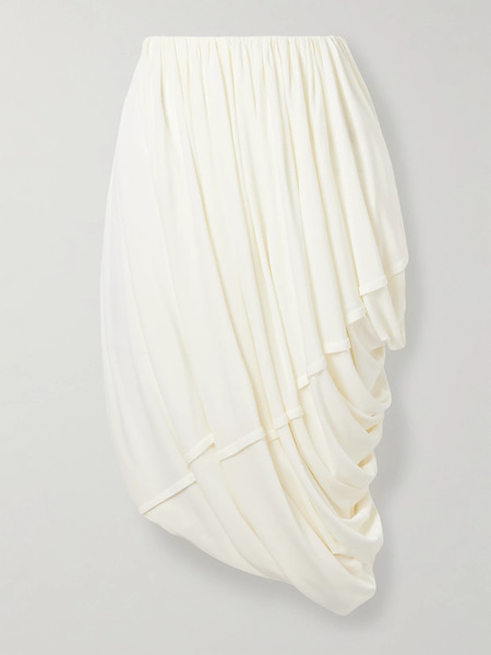  Co   Draped Stretch Jersey Midi Skirt   Ivory 