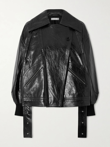  Co   Engineered Double Breasted Leather Jacket   Black 