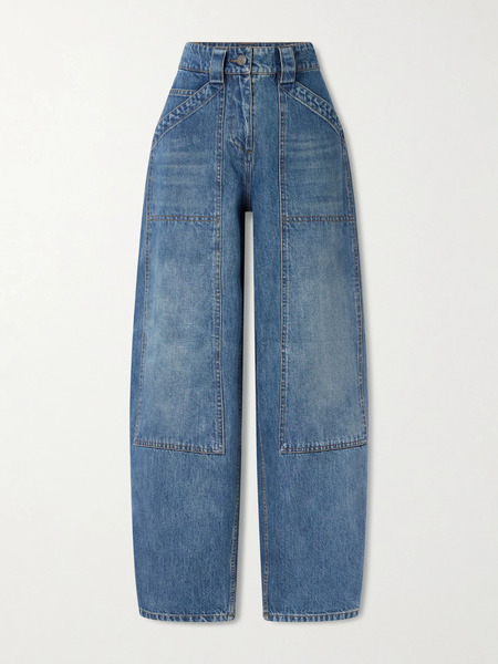  Co   Paneled Mid Rise Barrel Leg Jeans   Mid Denim 