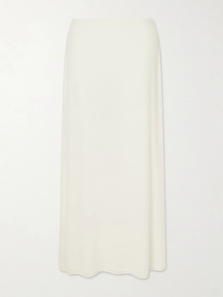  Colleen Allen   Stretch Tencel™, Silk And Cashmere Blend Maxi Skirt   Ivory 