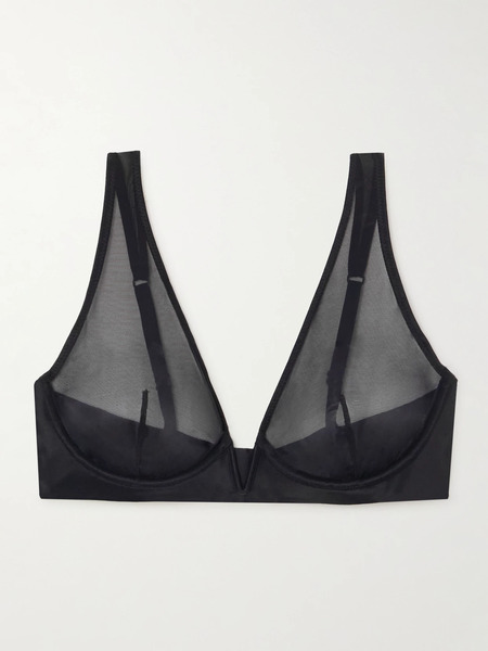  Commando   Chic Mesh Plunge Underwired Soft Cup Bra   Black 