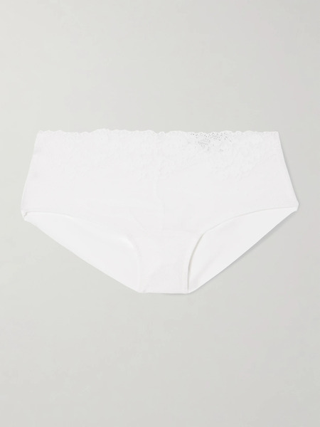  Commando   Double Take Lace And Stretch Jersey Briefs   White 