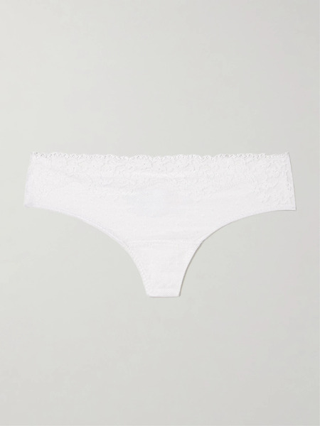  Commando   Double Take Lace Trimmed Stretch Jersey Thong   White 