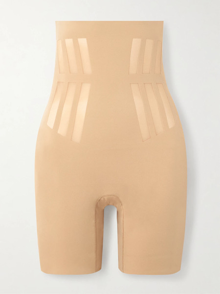  Commando   Luxe Control Stretch Mesh Trimmed Tech Jersey Shorts   Neutral 