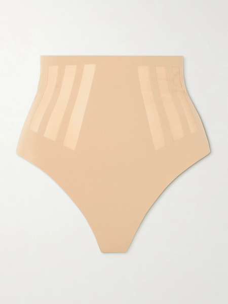  Commando   Luxe Control Stretch Mesh Trimmed Tech Jersey Thong   Neutral 