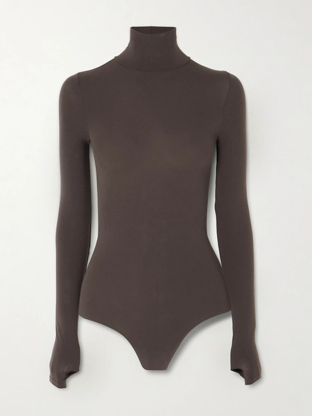  Commando   Stretch Jersey Turtleneck Thong Bodysuit   Dark Brown 