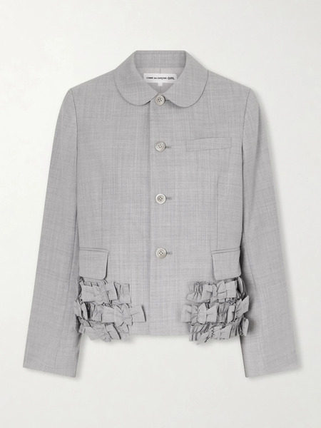  Comme Des Garçons Girl   Bow Embellished Wool Jacket   Gray 