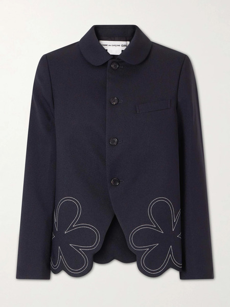  Comme Des Garçons Girl   Embroidered Gabardine Blazer   Navy 
