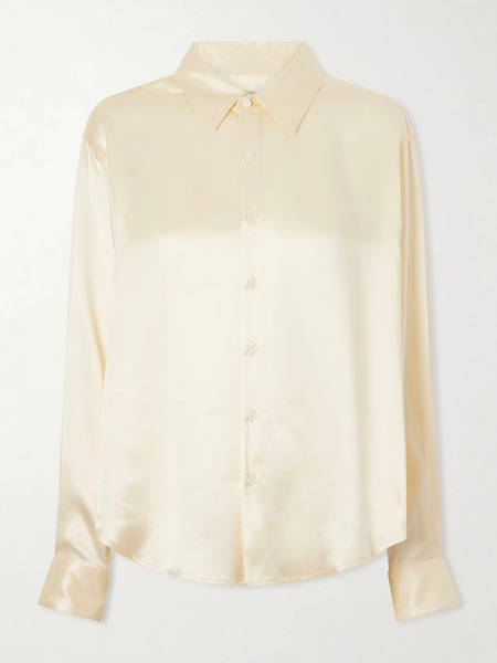  Comme Si   La Classica Silk Charmeuse Shirt   Cream 