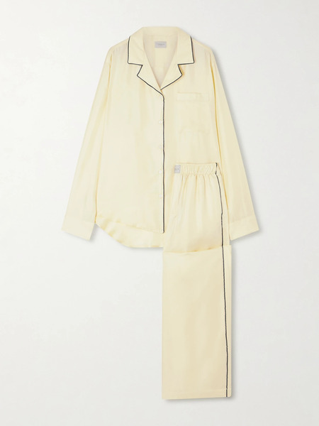  Comme Si   Piped Silk Twill Pajama Set   Pastel Yellow 