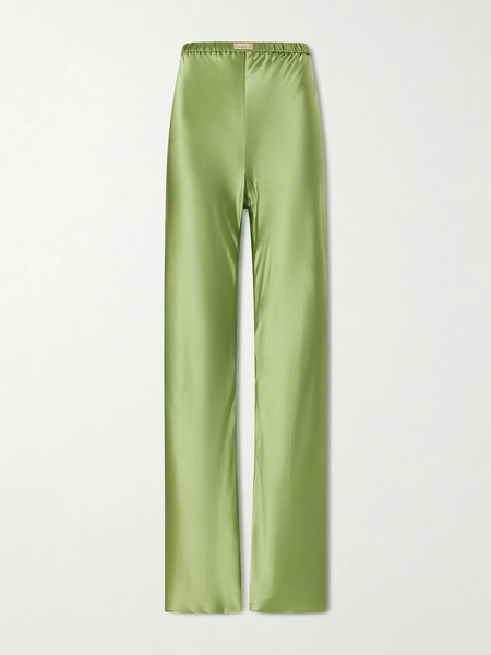  Comme Si   Silk Bias Straight Leg Pants   Green 