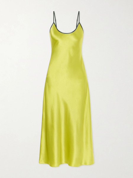  Comme Si   Silk Charmeuse Midi Dress   Green 