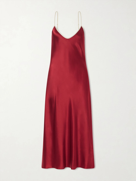  Comme Si   Silk Charmeuse Midi Dress   Red 