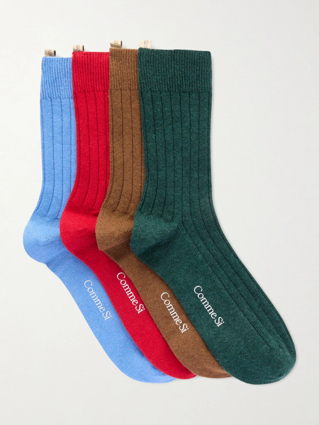  Comme Si   The Cashmere Set Of Four Ribbed Cashmere Blend Socks   Multi 