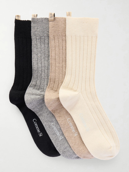 Comme Si   The Cashmere Set Of Four Ribbed Cashmere Blend Socks   Multi 