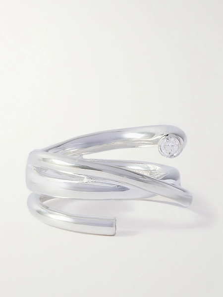  Completedworks   Silver Plated Recycled Silver Cubic Zirconia Ring   L 