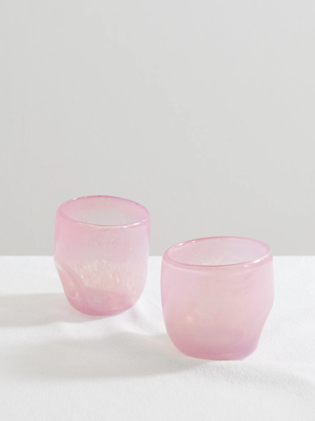  Completedworks   Thaw Set Of Two Recycled Glass Cups   Pink 