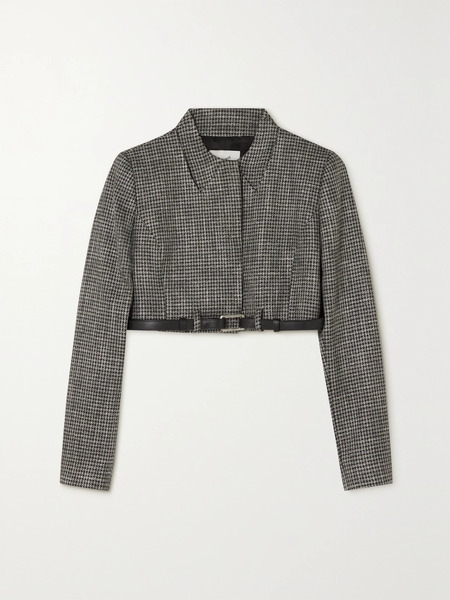  Coperni   Belted Cropped Checked Metallic Tweed Jacket   Silver 