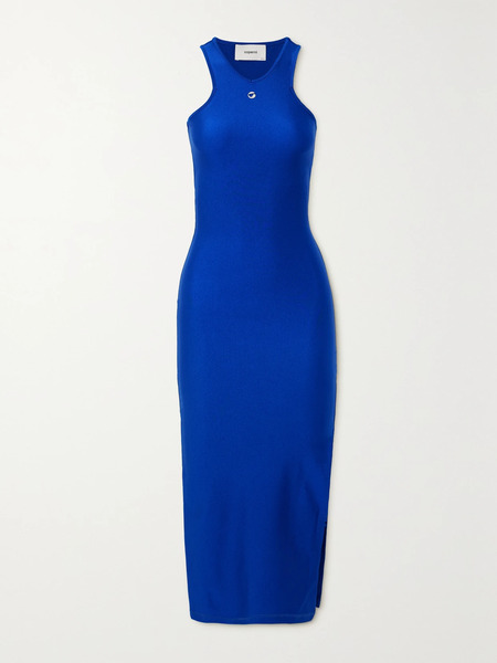  Coperni   Embellished Satin Jersey Midi Dress   Blue 