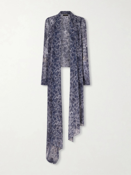  Cortana   Meena Printed Silk Chiffon Blouse   Navy 
