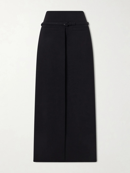  Courreges   Belted Wool Blend Maxi Skirt   Black 