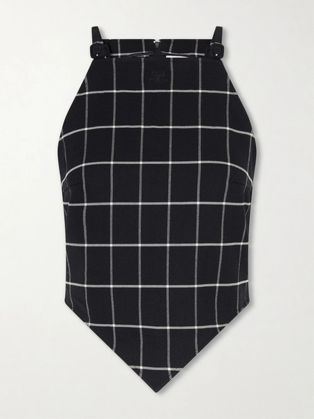  Courreges   Checked Wool Blend Tank Top   Black 