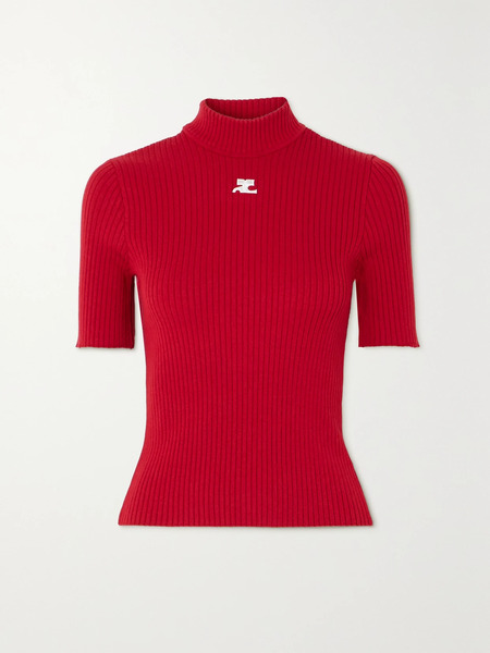  Courreges   Embroidered Ribbed Knit Top   X Small 