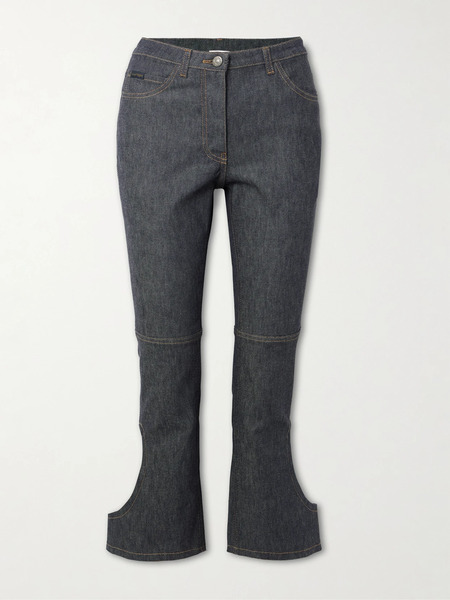  Courreges   Reversed Cropped Cutout High Rise Flared Jeans   Dark Gray 