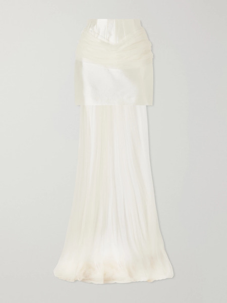  Danielle Frankel   Talia Silk And Wool Blend Twill Mini Skirt   Off White 
