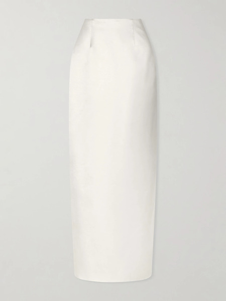  Danielle Frankel   Tristan Silk And Wool Blend Satin Maxi Skirt   Off White 