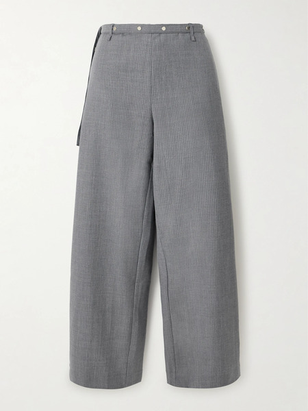  Deiji Studios   Belted Pinstriped Wool Pants   Gray 