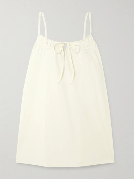  Deiji Studios   Drawstring Organic Cotton Poplin Mini Dress   Off White 