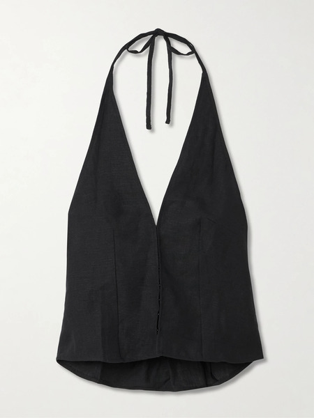  Deiji Studios   Linen Halterneck Top   Black 