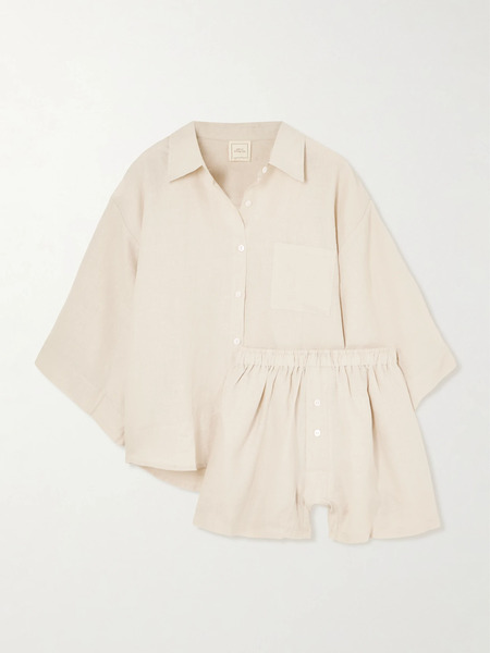  Deiji Studios   03 Linen Shirt And Shorts Set   Cream 