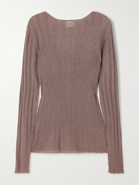  Deiji Studios   Ribbed Open Knit Top   Brown 