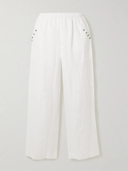  Deiji Studios   Washed Linen Wide Leg Pants   White 