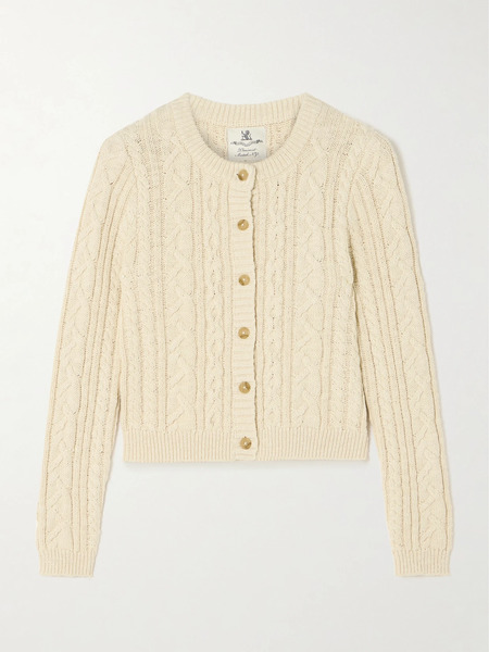  Denimist   Cable Knit Cotton Cardigan   Ecru 