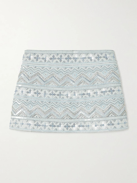  Des Phemmes   Embellished Cotton Mini Skirt   Light Blue 