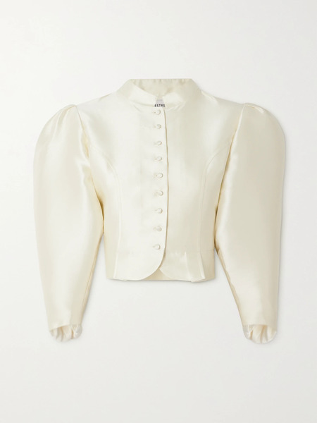  Destree   Amoako Cropped Faille Jacket   White 